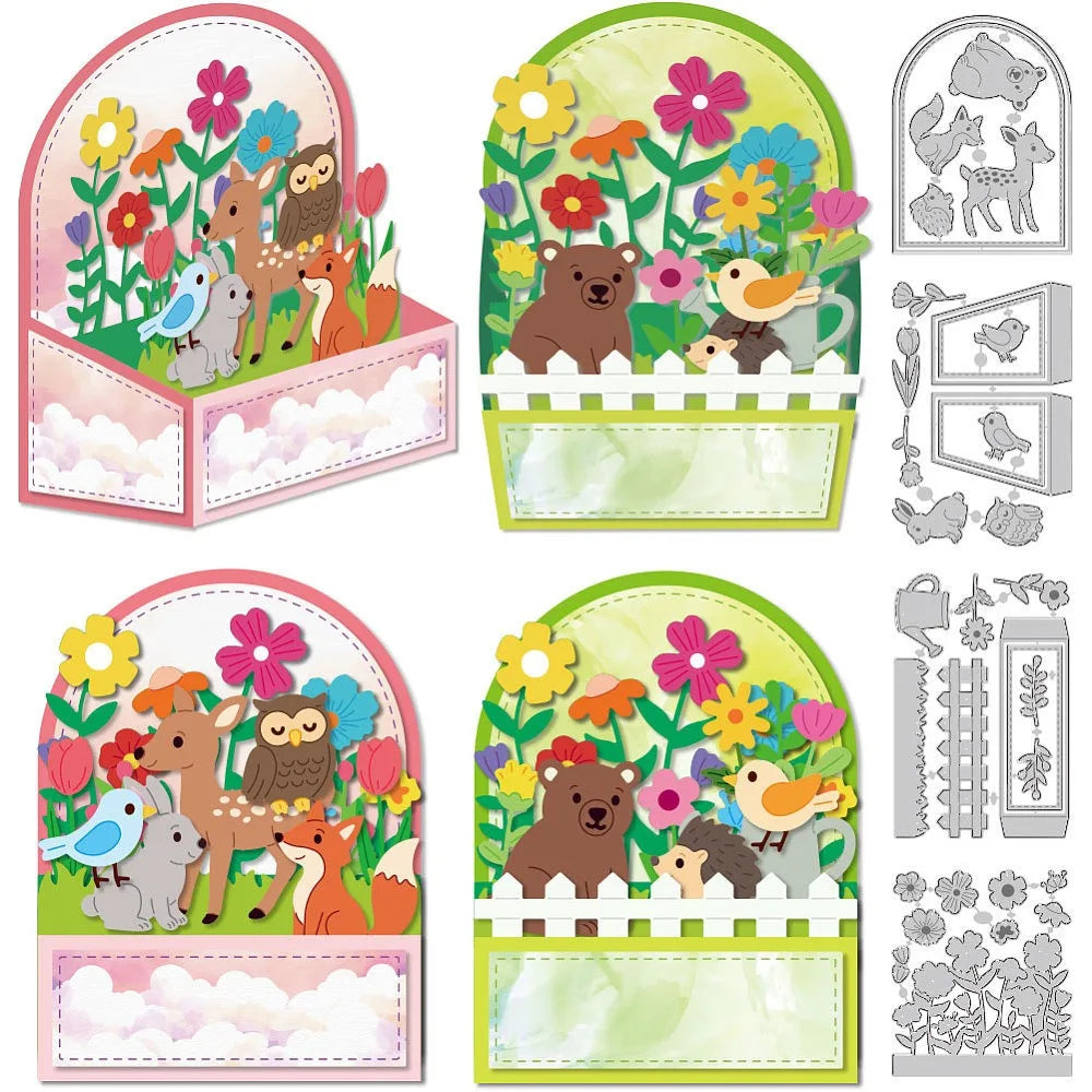 Zoo Theme Carbon Steel Cutting Dies – 4-Pc Scrapbook Set Craft Cutting Dies Axl AECH04-19257