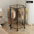 Freestanding 6-Bar Clothes Rack with Wheels & Shelves | Steel Clothes Rack Axl black