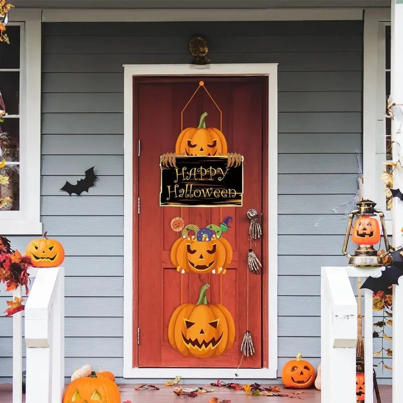 Halloween Hanging Signs – Pumpkin Witch Bat Trick or Treat Decor Halloween Hanging Sign Axl