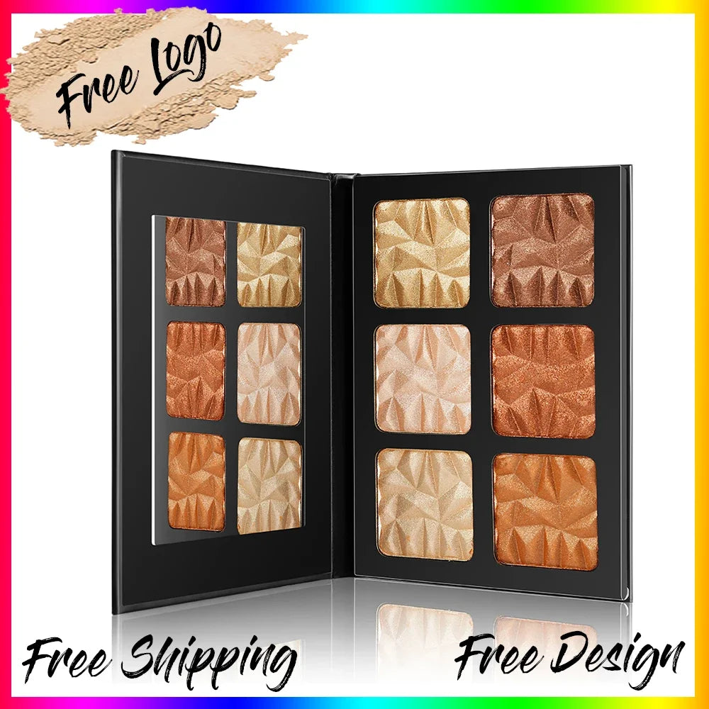 6-Color Diamond Highlighter Palette – Vegan Shimmer & Contour Highlighter Palette Axl