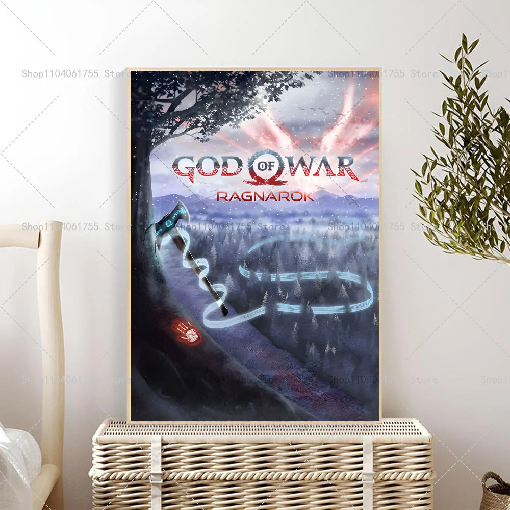 God of War Ragnarok Wall Poster | Self-Adhesive Waterproof Sticker Wall Art Poster Axl z1 21x30cm No Frame