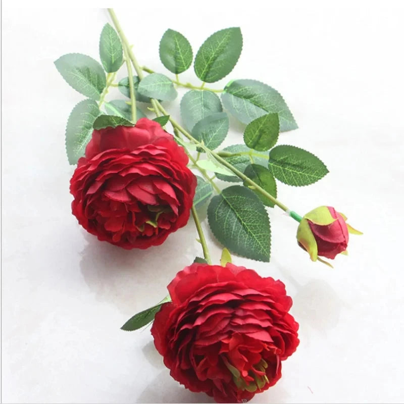 Long Stem Silk Artificial Rose Bouquet – 5 or 10 Pcs Artificial Flower Bouquet Axl Red 10pcs
