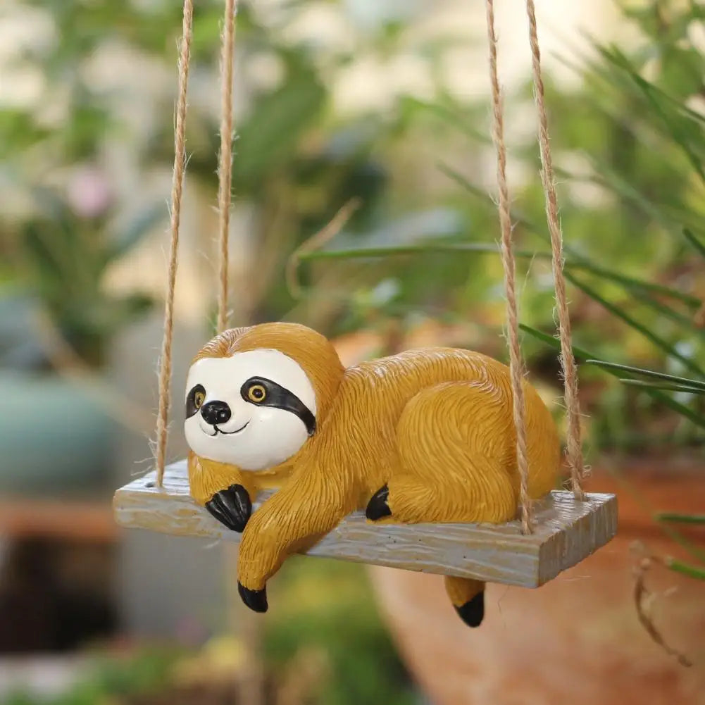 Sloth Swing Hanging Ornament – Resin Garden Figurine Decor Garden Hanging Ornament Axl
