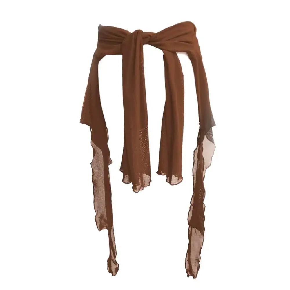 Y2K Hip-Hop Dance Scarf Belt – Sheer Tassel Wrap Skirt Dance Scarf Wrap Axl
