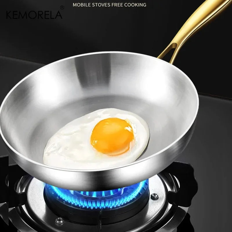 KEMORELA 3-Pc 316 Stainless Steel Non-Stick Frying Pan Set Stainless Steel Cookware Axl