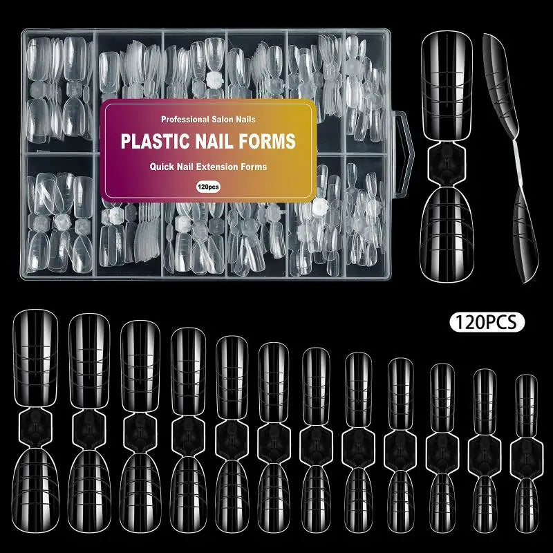 240 Pcs Dual Forms Nail Extension Mold Kit – Almond & Coffin Nail Extension Molds Axl B