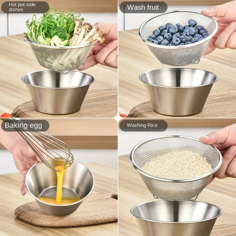 KEMORELA 2-in-1 Stainless Steel Strainer & Washing Bowl Kitchen Strainer Bowl Axl
