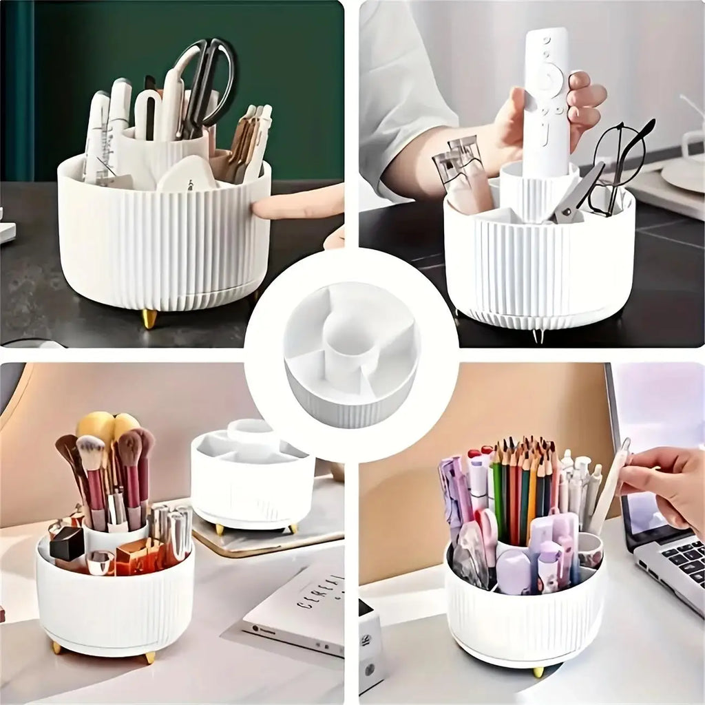 360° Rotating Cosmetic Organizer | 5-Section Storage Box Rotating Storage Organizer Axl