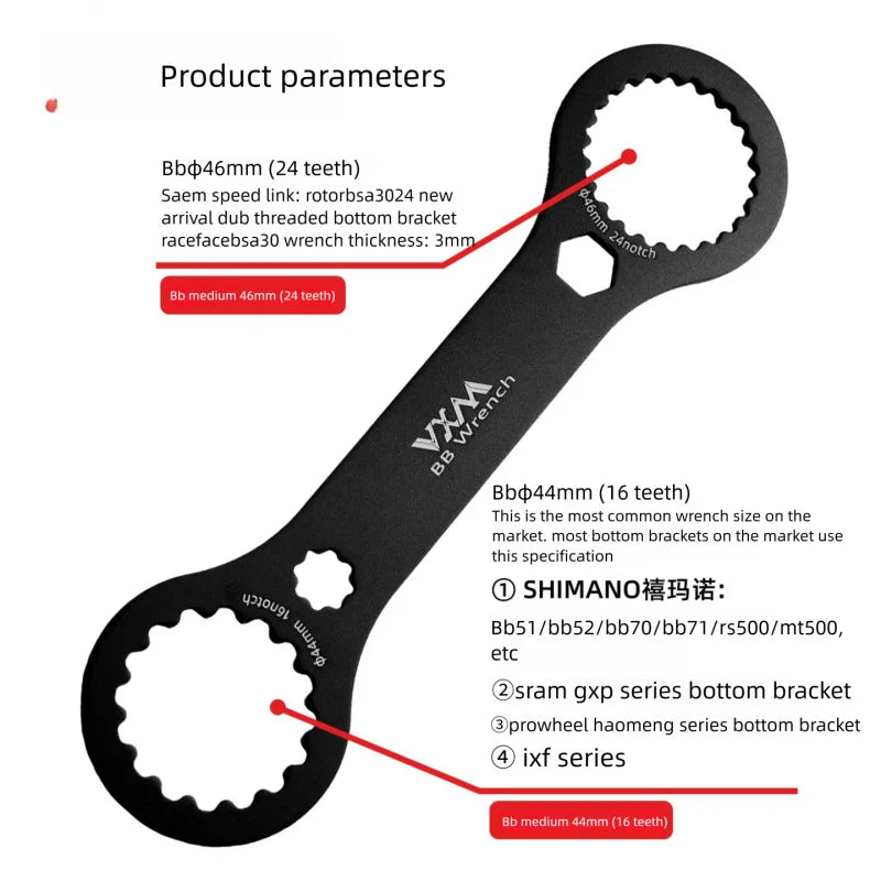 Bottom Bracket Wrench – 44/46mm MTB BB Crankset Tool Bicycle Repair Tool Axl