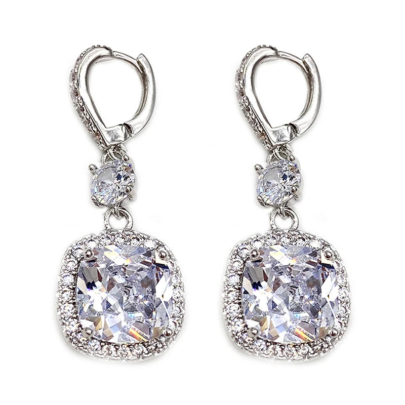 Huitan CZ Drop Earrings – Bridal & Wedding Silver Jewelry Drop Earrings Axl