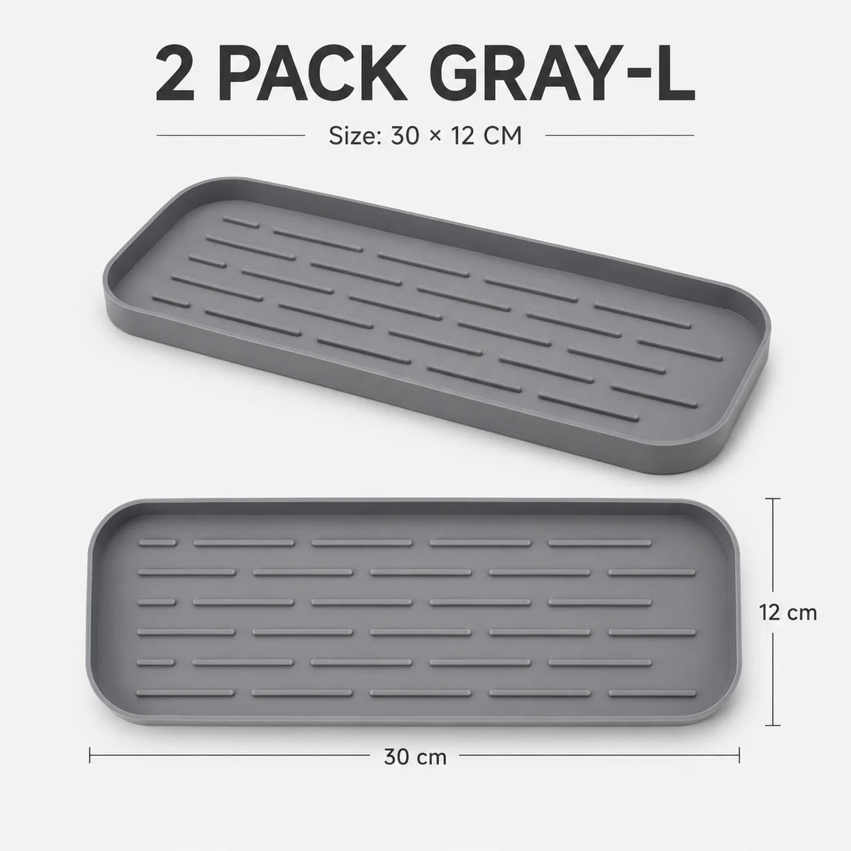 2-Pack Silicone Sink Organizer Tray & Dish Drying Mat – BPA-Free Silicone Organizer Tray Axl 2 Pack Gray-L other