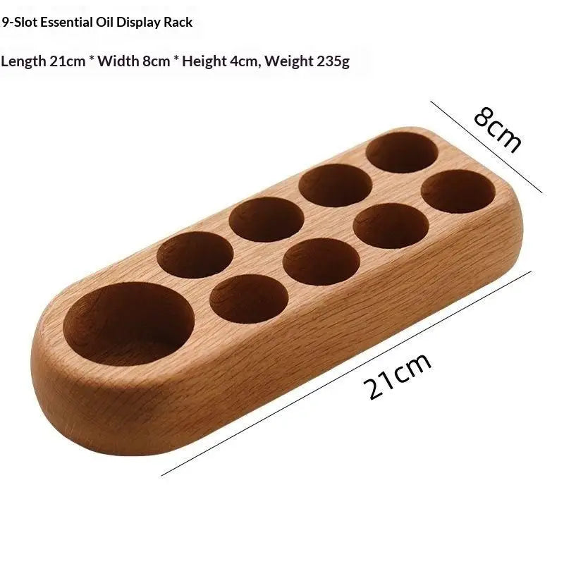 Wood Essential Oil Storage Rack – 3 & 9 Grid Display Stand Essential Oil Rack Axl 9 holes