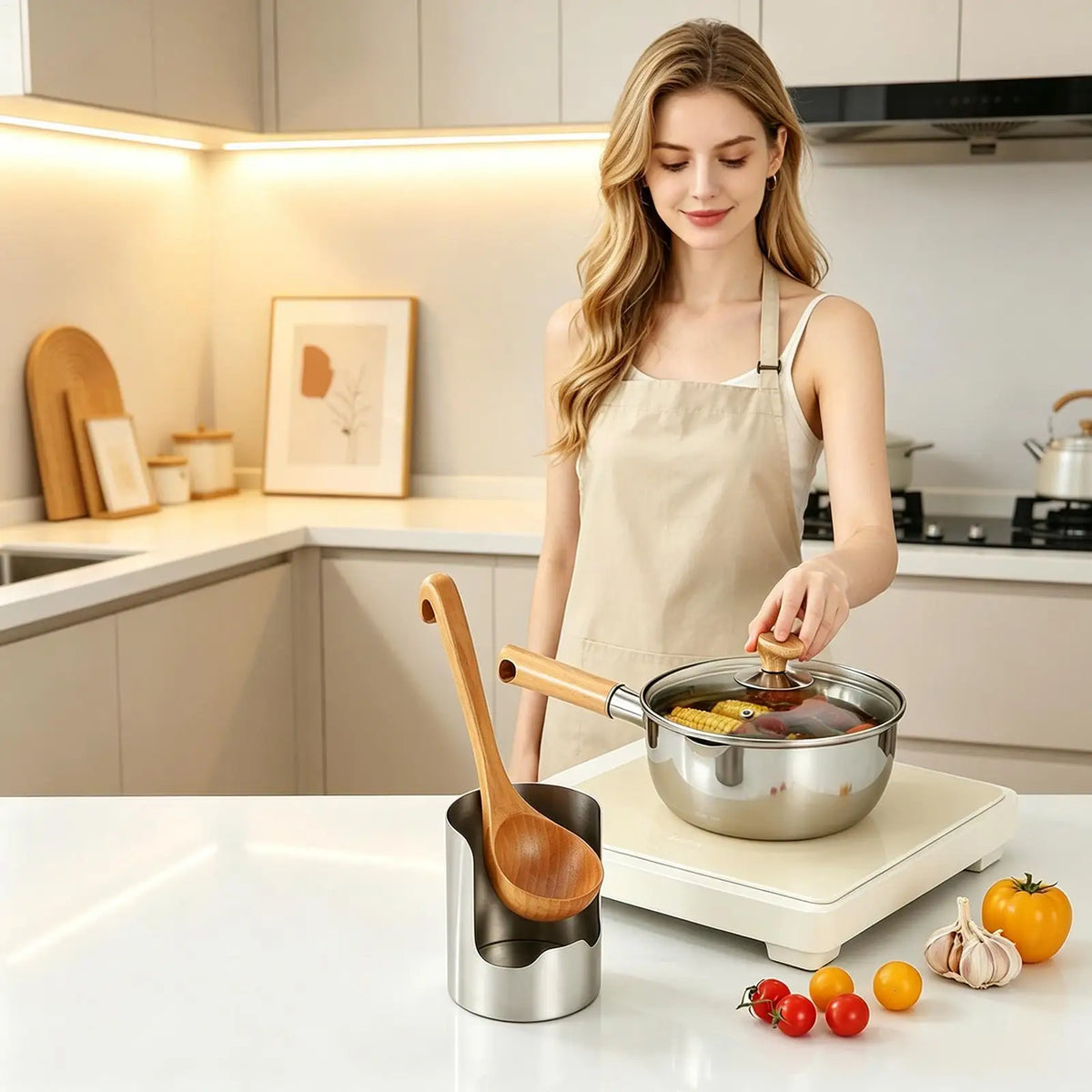 Stainless Steel Pot Lid Holder & Spoon Rest | Kitchen Organizer Kitchen Utensil Holder Axl