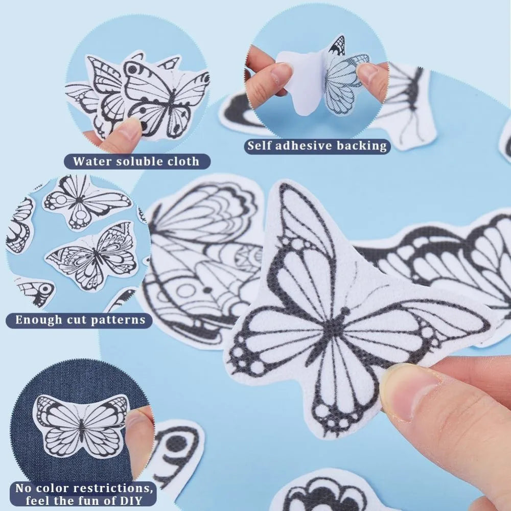 Butterfly Stick & Stitch Embroidery Transfers – 2 Sheets, 30 Designs Embroidery Transfer Sheets Axl