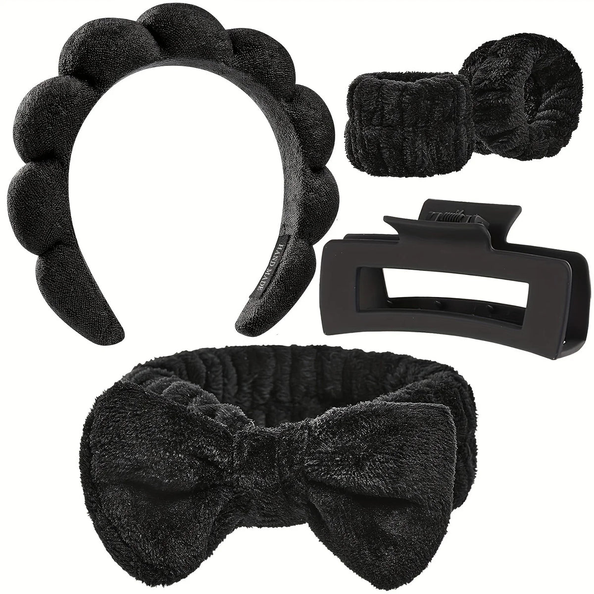 5-Piece Spa Headband & Bracelet Set – Skincare & Makeup Spa Headband Set Axl black
