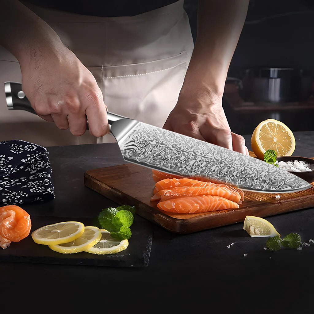 8-Inch Chef's Knife – Laser-Pattern Stainless Steel Blade Chef's Knife Axl