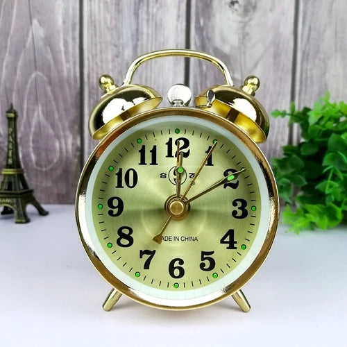 Vintage Gold Mechanical Alarm Clock – Silent Metal Desk Clock Mechanical Alarm Clock Axl 7X11CM 1