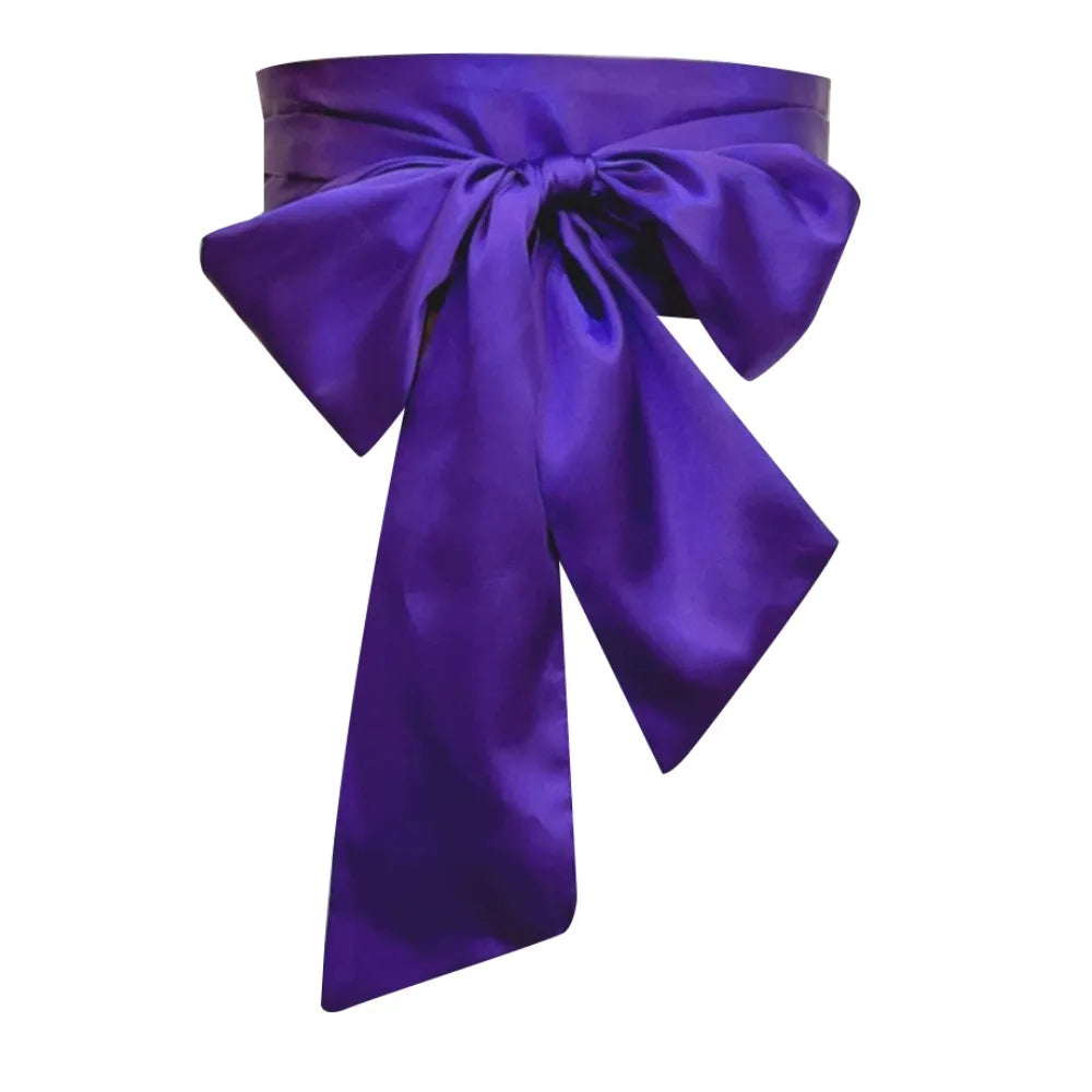 Women's Satin Bow Waist Belt – Wide Cummerbund Ribbon Strap