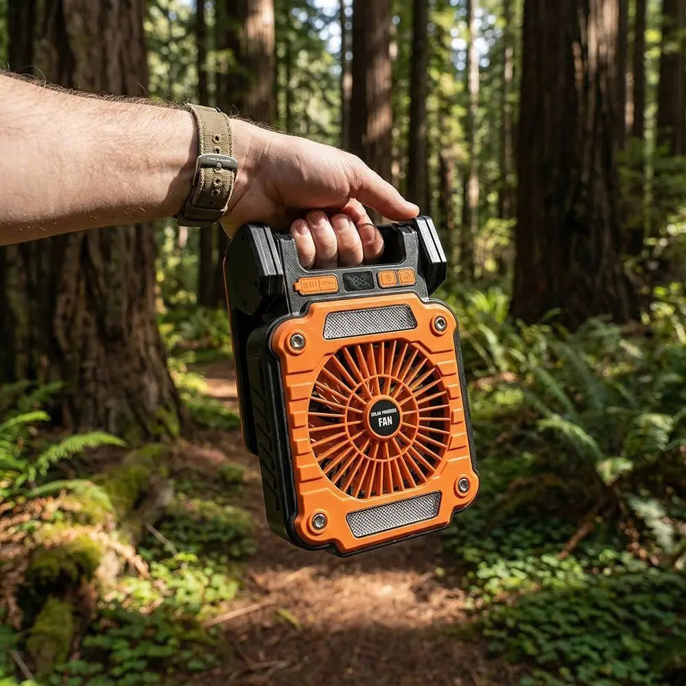 Solar Powered Camping Fan with LED Light – Foldable USB Fan Solar Camping Fan Axl