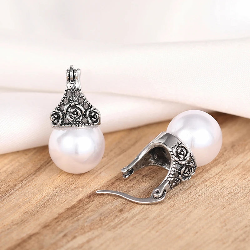 Huitan Vintage Pearl Drop Earrings – Rhinestone Fashion Jewelry Pearl Drop Earrings Axl E3753