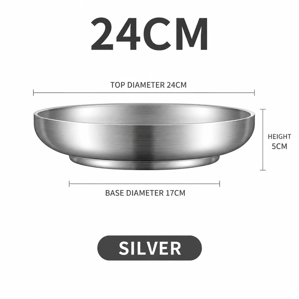 Double Wall Insulated Stainless Steel Dinner Plates | 3 Sizes Insulated Dinner Plate Axl 24cm