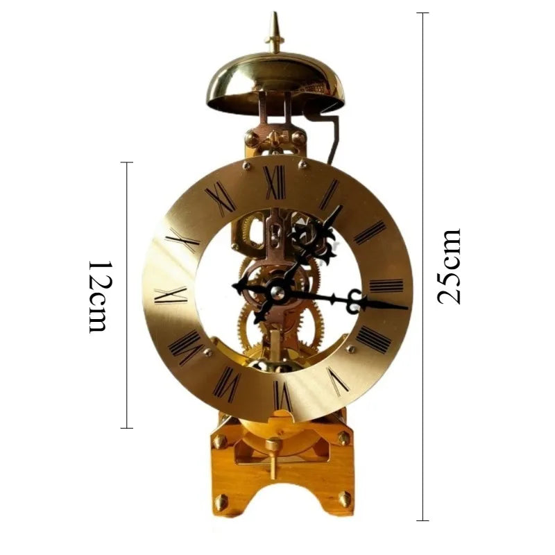 Retro Mechanical Desk Clock – Luxury Gold Metal Tabletop Clock Mechanical Desk Clock Axl