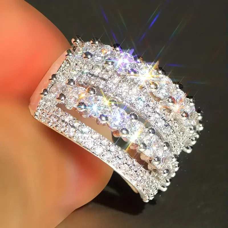 Huitan Women's Cubic Zirconia Pave Wedding Band Ring Fashion Ring Axl Q797 9