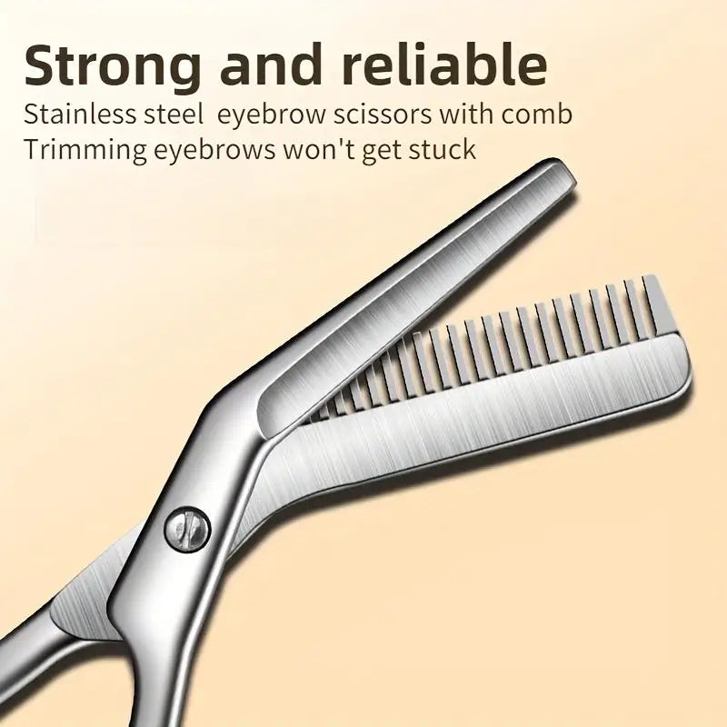 Stainless Steel Eyebrow Scissors with Comb – Precision Grooming Eyebrow Grooming Scissors Axl
