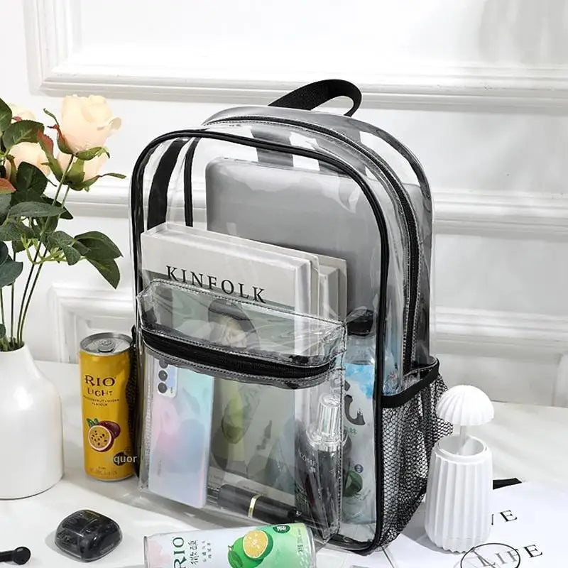 Transparent PVC Backpack – Large Waterproof Sports Travel Bag Transparent Backpack Axl