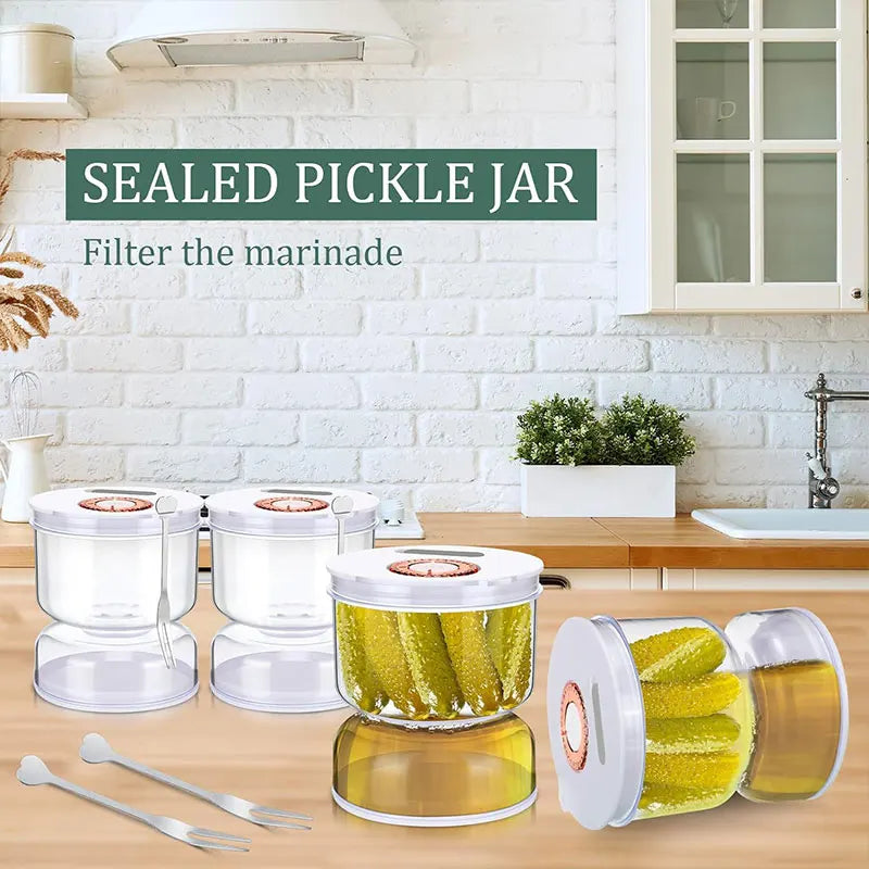 800ml Hourglass Pickle Jar with Strainer | Flip Dry Wet Separator Pickle Storage Jar Axl