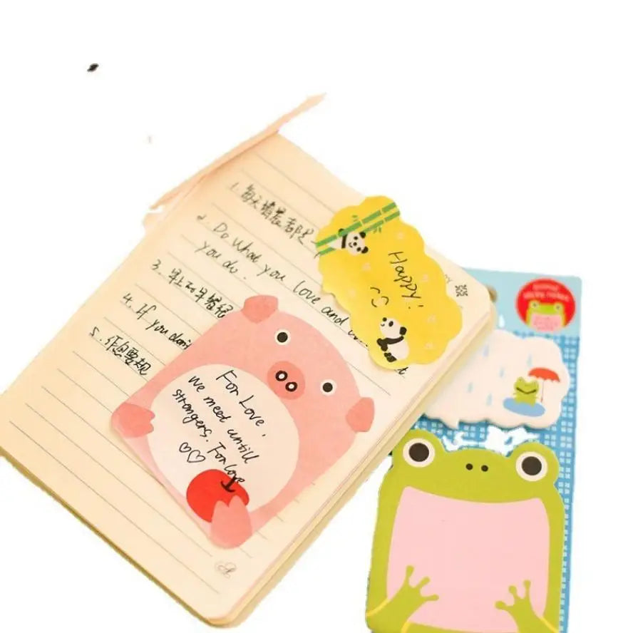 8-Pc Cartoon Animal Sticky Notes Bookmark Set | Memo Pads Sticky Note Bookmarks Axl