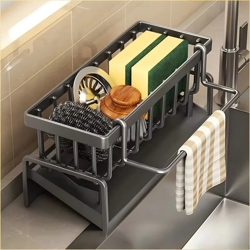 Tap-Mounted Spice Shelf & Sink Organizer with Drainage Rack Sink Organizer Shelf Axl