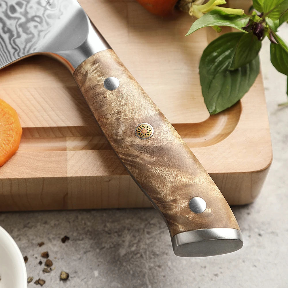 XINZUO 3-Pc Damascus Steel Knife Set – Chef, Santoku & Utility Damascus Knife Set Axl