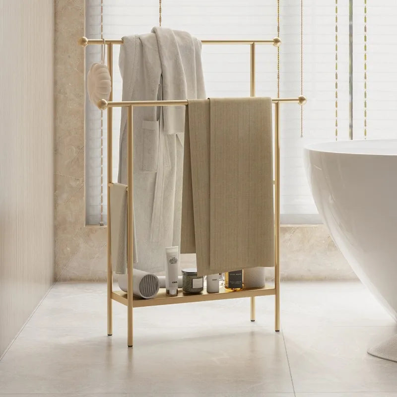 Modern Metal Standing Towel Rack – Minimalist Bathroom Organizer Standing Towel Rack Axl