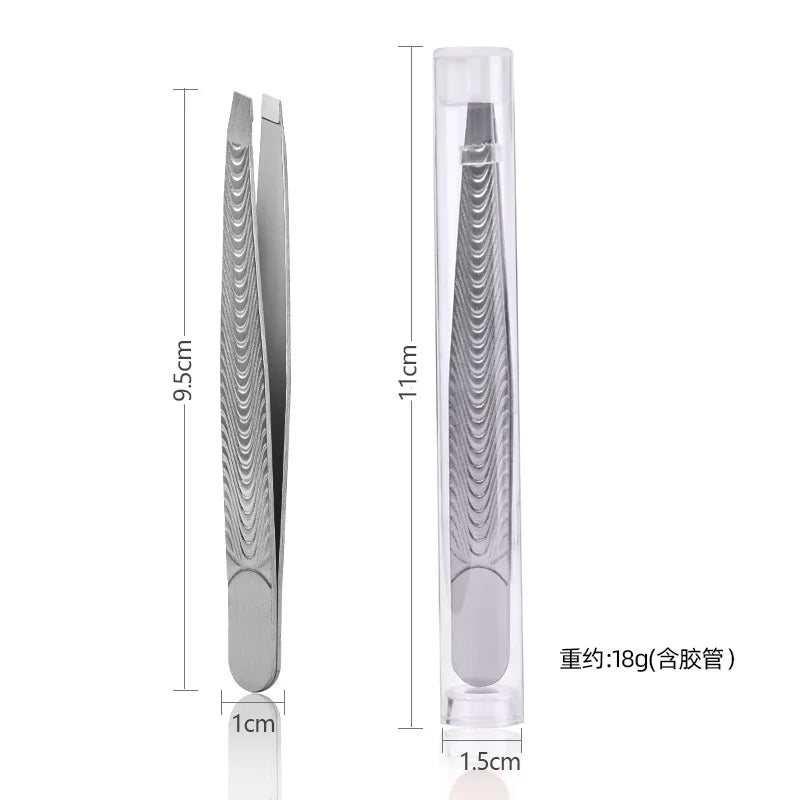 Slant Tip Stainless Steel Tweezers – Brow & Eyelash Tool Beauty Tweezers Axl Fish pattern clips s