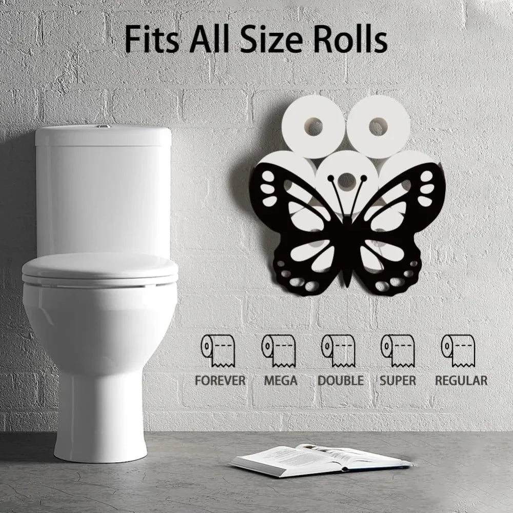 Forest Bear Metal Toilet Paper Holder – Black Wall Mount 8 Roll Toilet Paper Holder Axl
