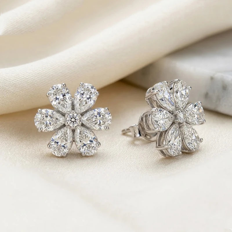 Huitan Flower CZ Stud Earrings – Sparkling Women's Jewelry CZ Stud Earrings Axl