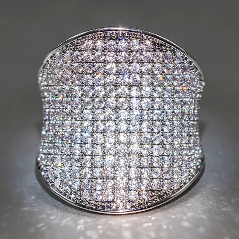 Huitan Wide Wedding Band Ring – Cubic Zirconia for Women Wedding Band Ring Axl T0308 10