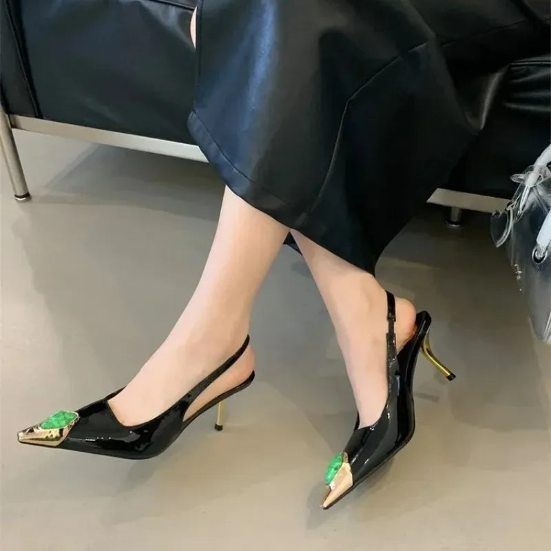 Women's Crystal High Heel Pumps – Pointed Toe Slip-On Party Shoes High Heel Pumps Axl
