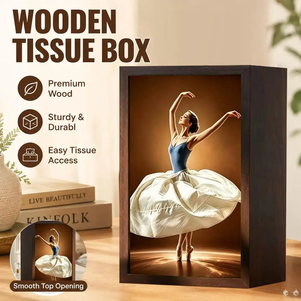 Ballerina Wooden Tissue Box Cover | Ballet Dancer Napkin Holder Decorative Tissue Box Cover Axl