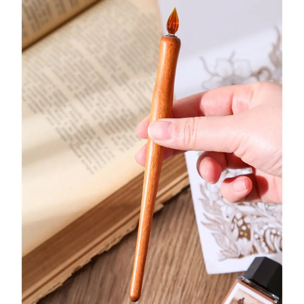 Wooden Glass Dip Pen & Ink Holder – Calligraphy Storage Set Calligraphy Dip Pen Set Axl