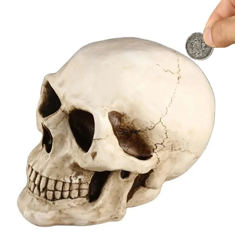 Skull Piggy Bank for Adults – Large Resin Coin & Cash Box Gift Decorative Piggy Bank Axl
