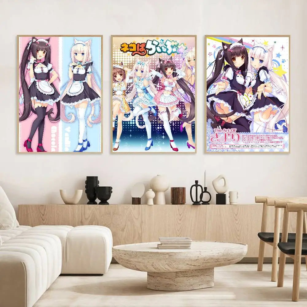 Anime Maid Girl HD Poster – Self-Adhesive Waterproof PVC Wall Art Wall Art Poster Axl