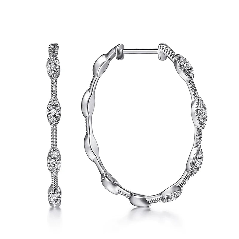 Huitan Silver Cubic Zirconia Hoop Earrings for Women Hoop Earrings Axl
