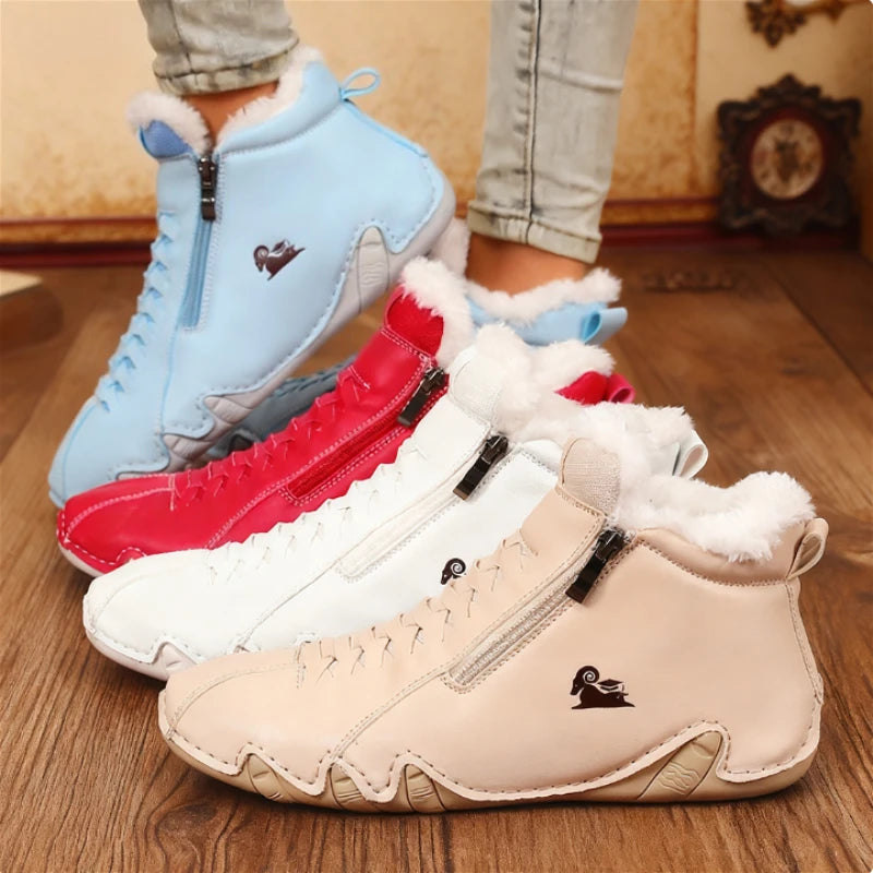 Women's Winter Fur Lined High-Top Sneakers | Side Zipper Winter High-Top Sneakers Axl