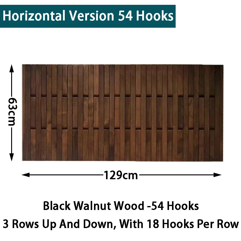 Solid Wood Wall-Mounted Coat Rack – Piano Key Hook Design Wall-Mounted Coat Rack Axl Walnut 63X129CM