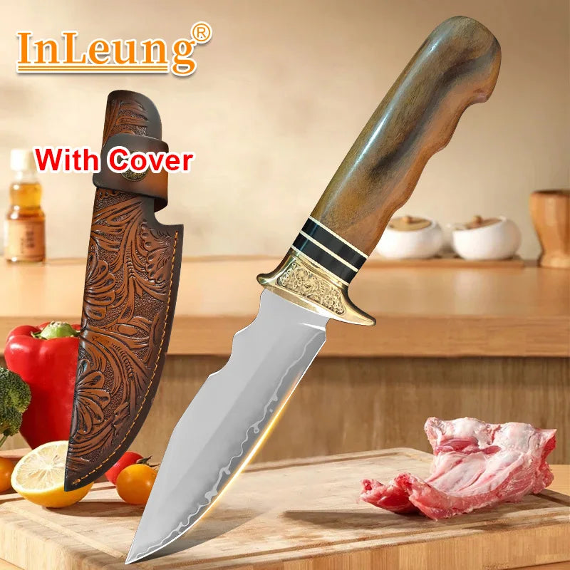InLeung Damascus Steel Boning Knife – Handmade Wood Handle Damascus Kitchen Knife Axl