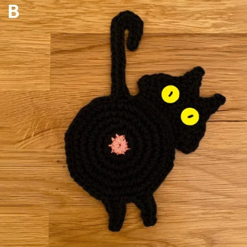 Cat Butt Cloth Coaster – Non-Slip Cup Mat & Home Table Decor Novelty Drink Coaster Axl 15x10cm 2
