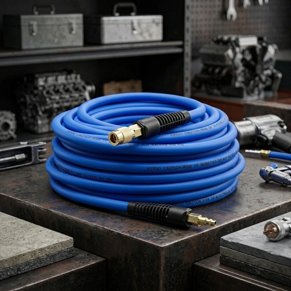 1/4" High-Pressure PVC Air Hose | Copper Fittings & Quick Connect Pneumatic Air Hose Axl
