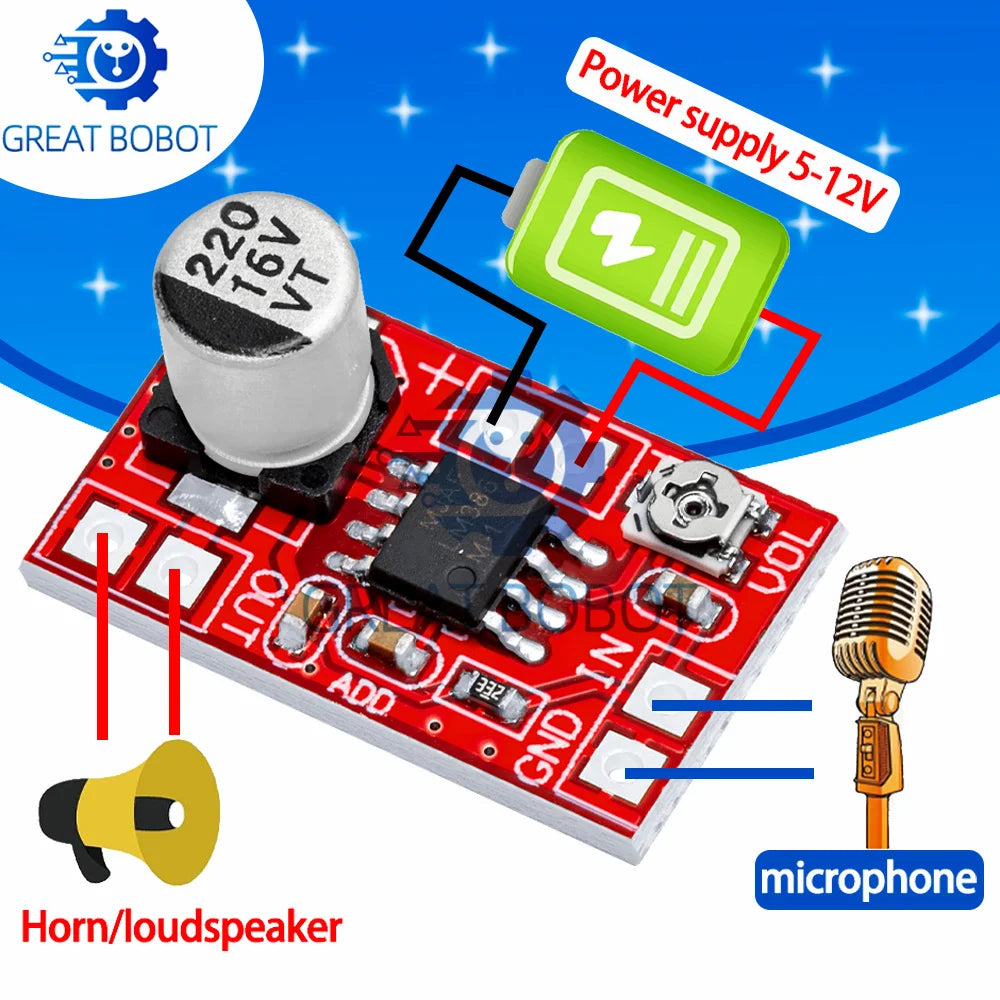 DC 5V–12V Electret Condenser Microphone Amplifier Board Microphone Amplifier Board Axl Default Title